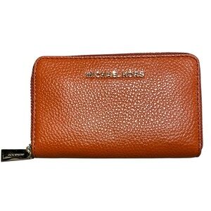 Jet Set Small Zip Around Leather Card Case / Wallet Orange